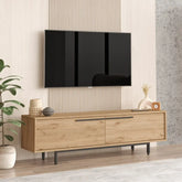 Meuble TV Aurora sous une télévision murale